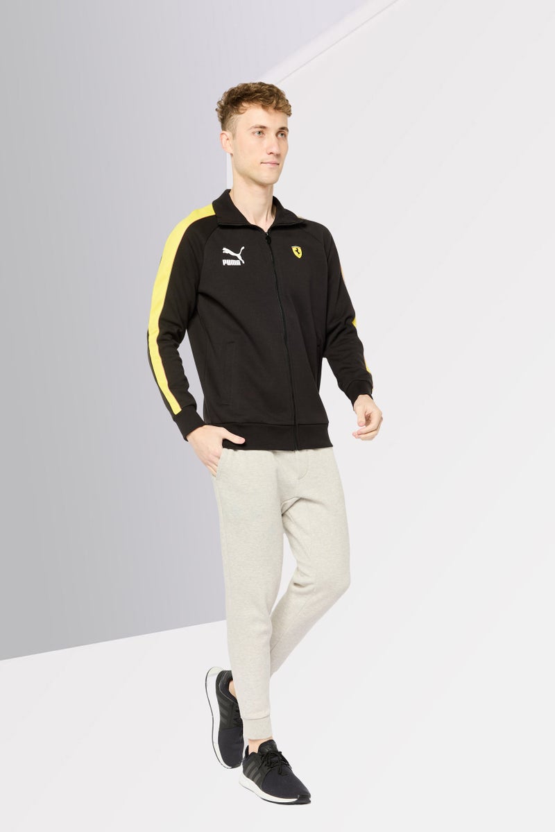 PUMA جاكيت تدريب رياضي للرجال بأكمام طويلة، أيقوني T7، أسود - Image 3