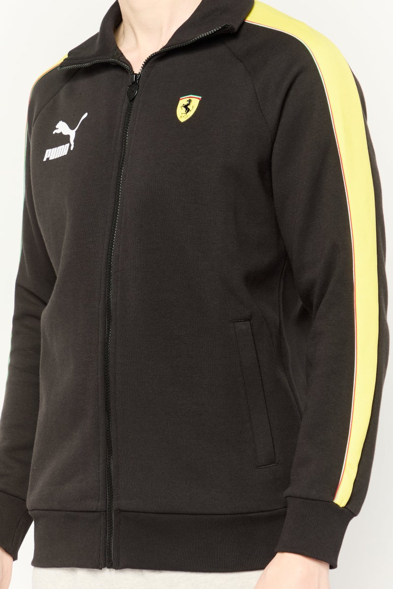 PUMA جاكيت تدريب رياضي للرجال بأكمام طويلة، أيقوني T7، أسود - Image 4