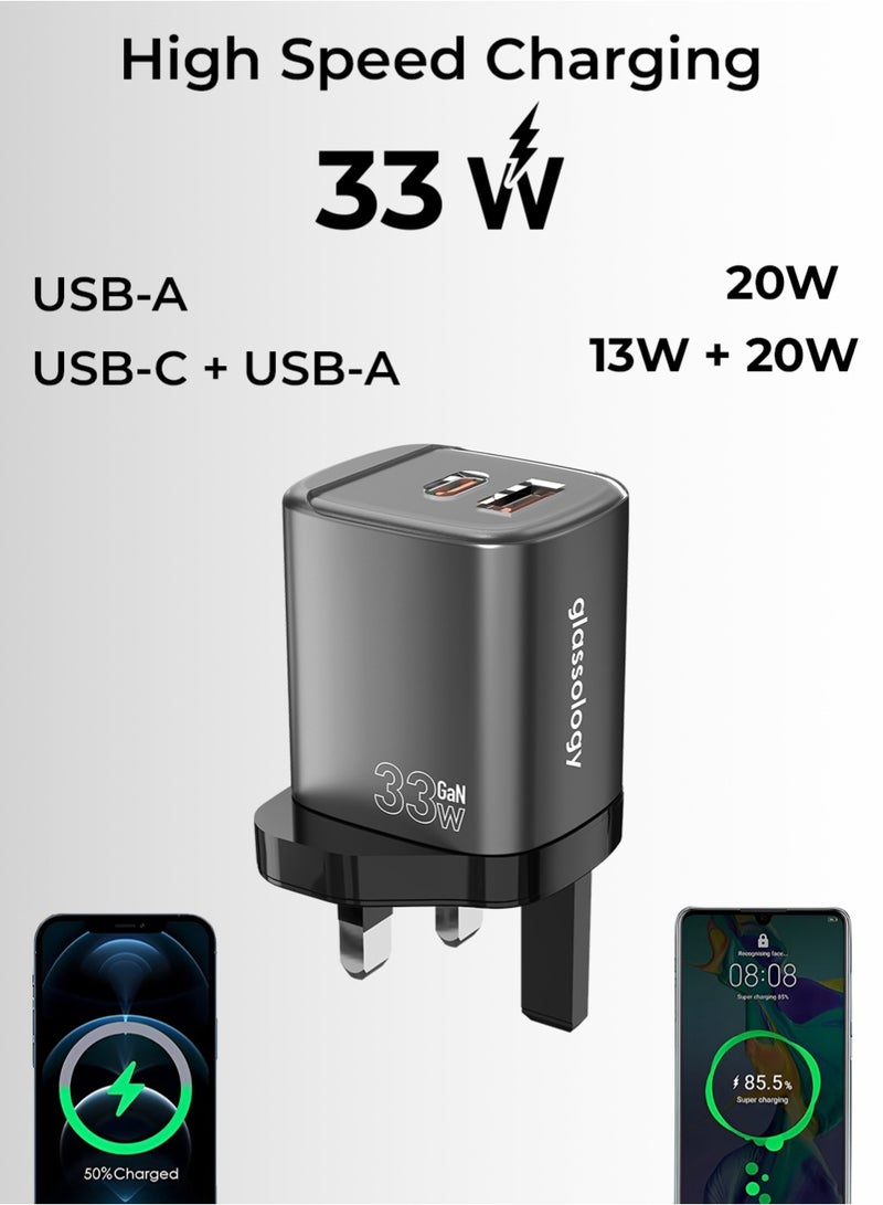 جلاسولوجي Glassology Dual Port USB A+C 33W Fast Charging Adapter Compact, Lightweight, Flame Retardant PC - Image 5