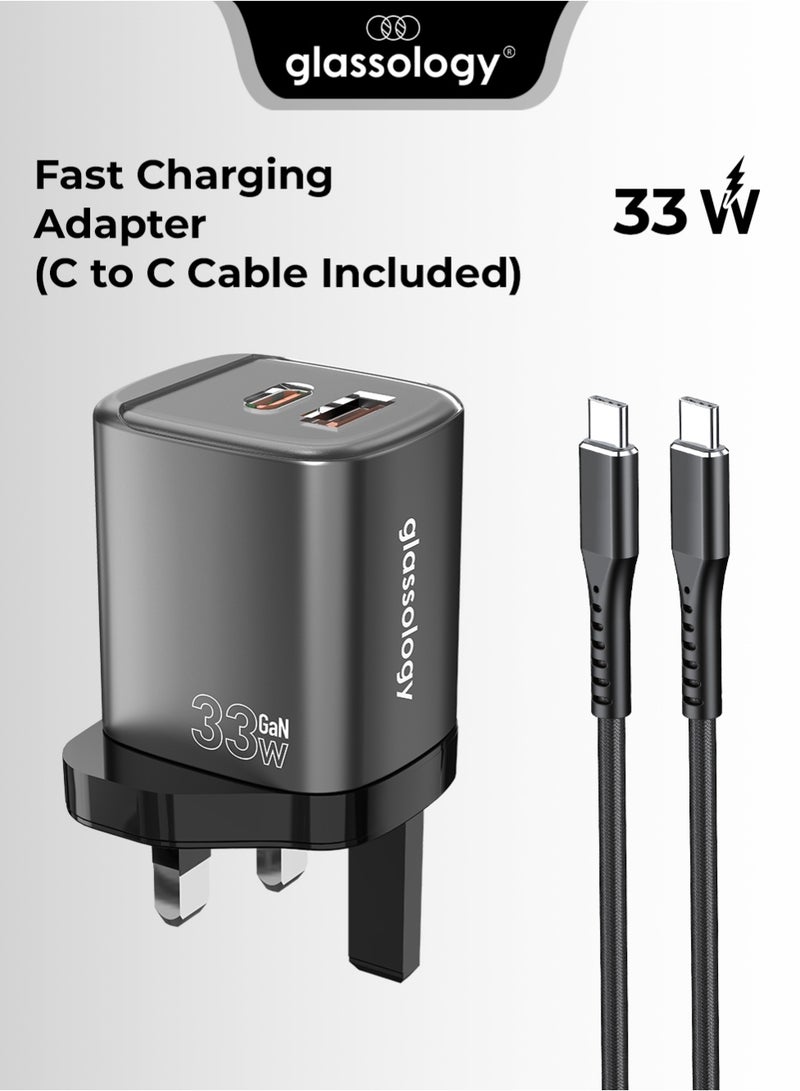 جلاسولوجي Glassology Dual Port USB A+C 33W Fast Charging Adapter Compact, Lightweight, Flame Retardant PC - Image 1
