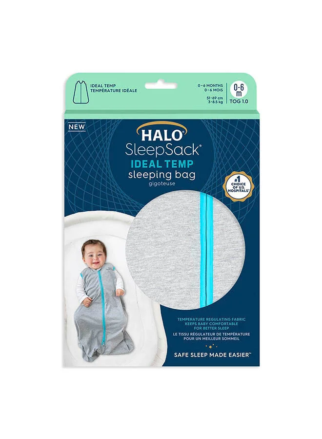 Halo Baby Sleeping Bag – 100% Premium Cotton Sleeping Bag – Baby Sleeping Bag With Zip – Newborn Sleeping Bag For Newborn Girls And Boys 0.5 Tog – Grey And White, 6 - 18 Months