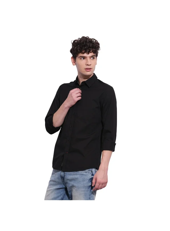 Being Human Mens Black Collared Long Sleeve Shirt
