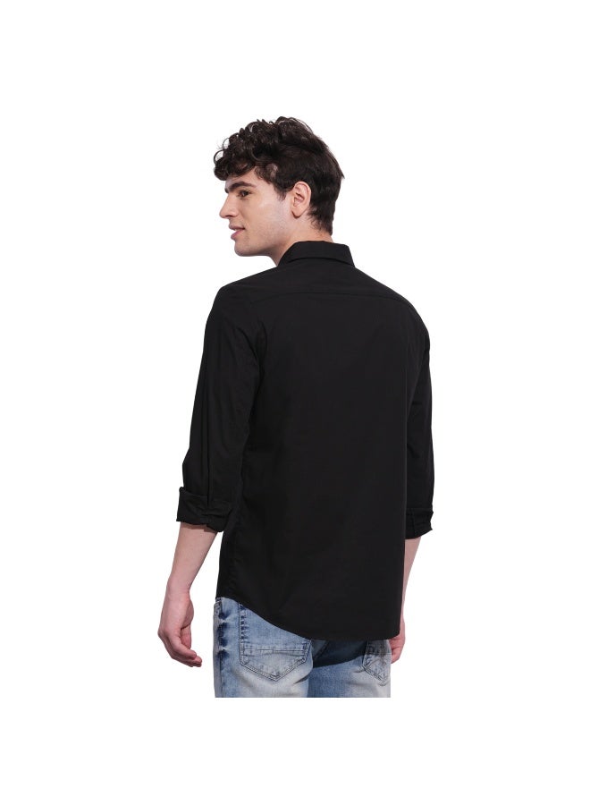 Being Human Mens Black Collared Long Sleeve Shirt - Image 3