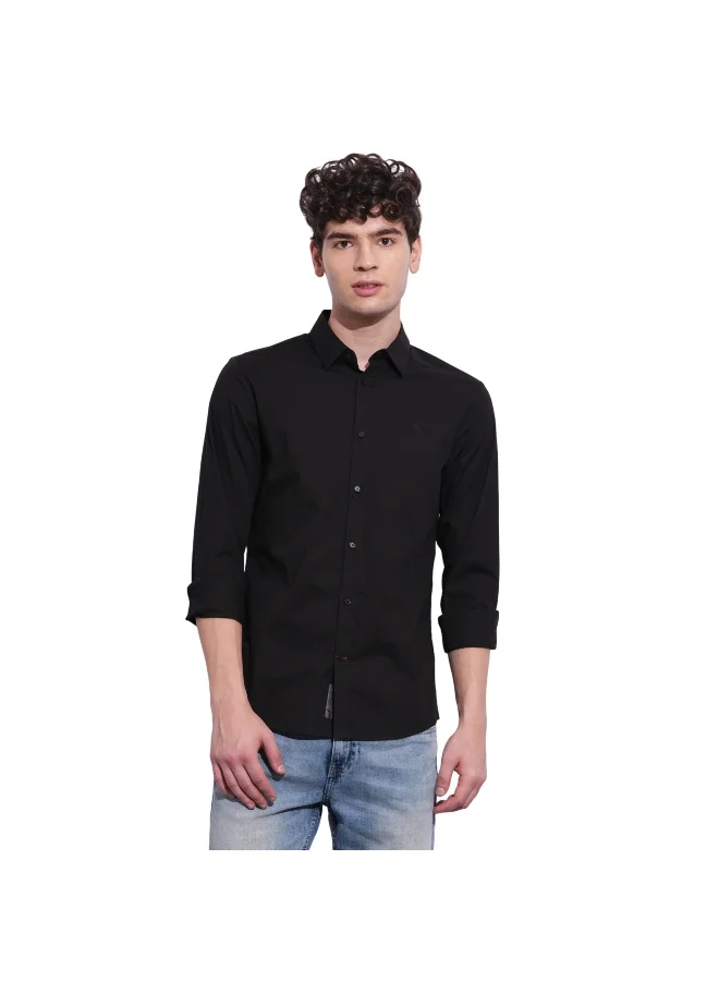 Being Human Mens Black Collared Long Sleeve Shirt