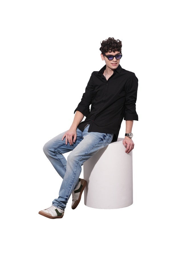 Being Human Mens Black Collared Long Sleeve Shirt - Image 4