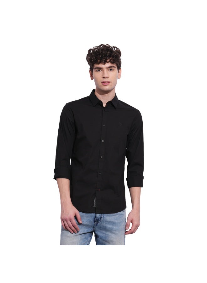 Being Human Mens Black Collared Long Sleeve Shirt - Image 1