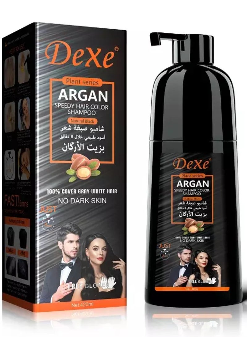 Dexe Argan Speedy Hair Color Shampoo Natural Black 420 ml