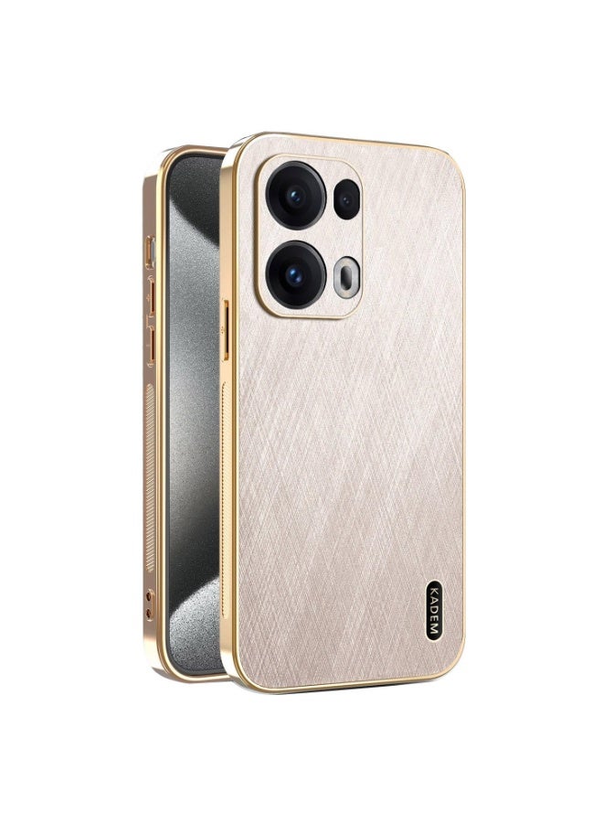 general Case for OPPO Reno 14 Pro 5G (Reno14 Pro 5G), Elegant Brushed Metal Design, Premium Leather Finish Shell, Ultra-thin Soft Silicone TPU Bumper Shockproof Cover - Image 1