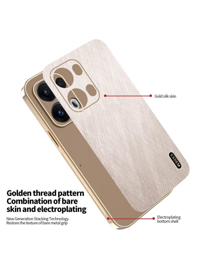 general Case for OPPO Reno 14 Pro 5G (Reno14 Pro 5G), Elegant Brushed Metal Design, Premium Leather Finish Shell, Ultra-thin Soft Silicone TPU Bumper Shockproof Cover - Image 4