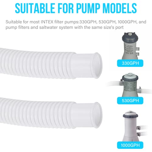 BEWAVE Pool Pump Hose for Above Ground Pools, 2 Pack 1.25" Diameter Pool Filter Hose Accessory Pool Pump Replacement 59 Inch Long with 2 Clamps and 2 Pipe Holders - Image 3