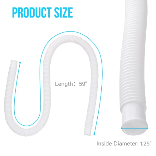 BEWAVE Pool Pump Hose for Above Ground Pools, 2 Pack 1.25" Diameter Pool Filter Hose Accessory Pool Pump Replacement 59 Inch Long with 2 Clamps and 2 Pipe Holders - Image 2