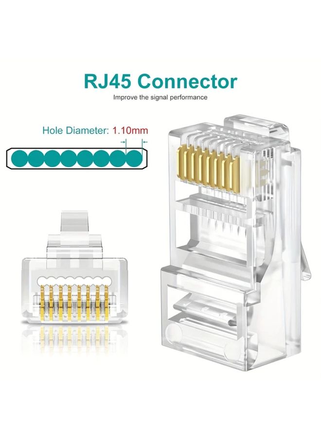 Blue RJ45 Pass Through Connectors 50pcs with Strain Relief Boots for Ethernet Cables - Image 3