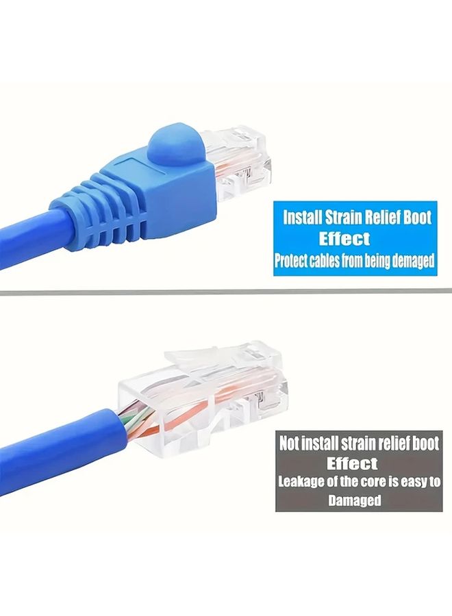 Blue RJ45 Pass Through Connectors 50pcs with Strain Relief Boots for Ethernet Cables - Image 4
