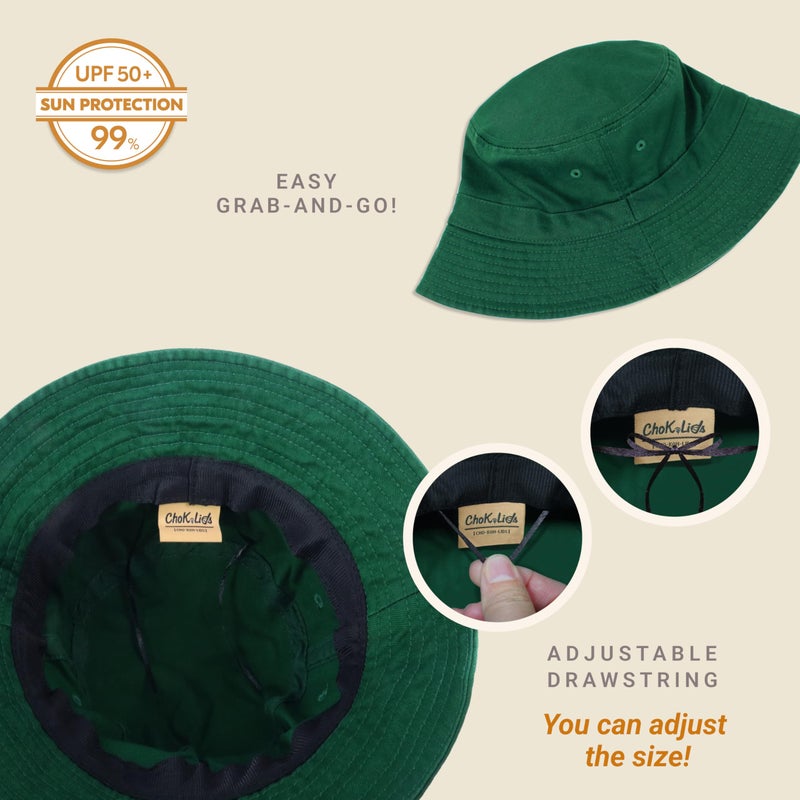 CHOK.LIDS Hot Summer Bucket Hat - Trendy Cotton Sun Hat for Beach, Golf, Fishing - Fun Outdoor Vacation Boonie for Men and Women (Hunter Green) - Image 2