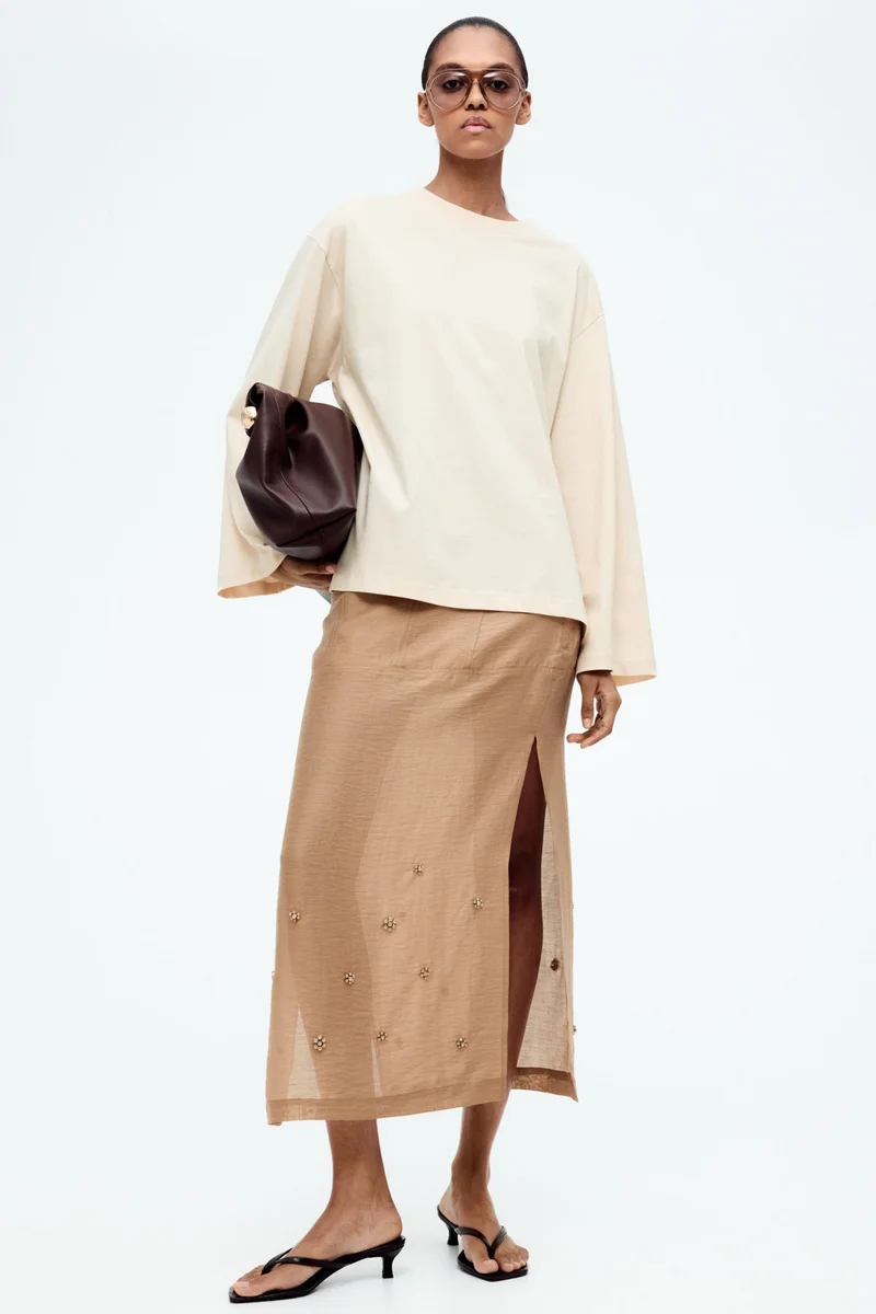 اتش اند ام بلوزة قطنية بقصّة واسعة