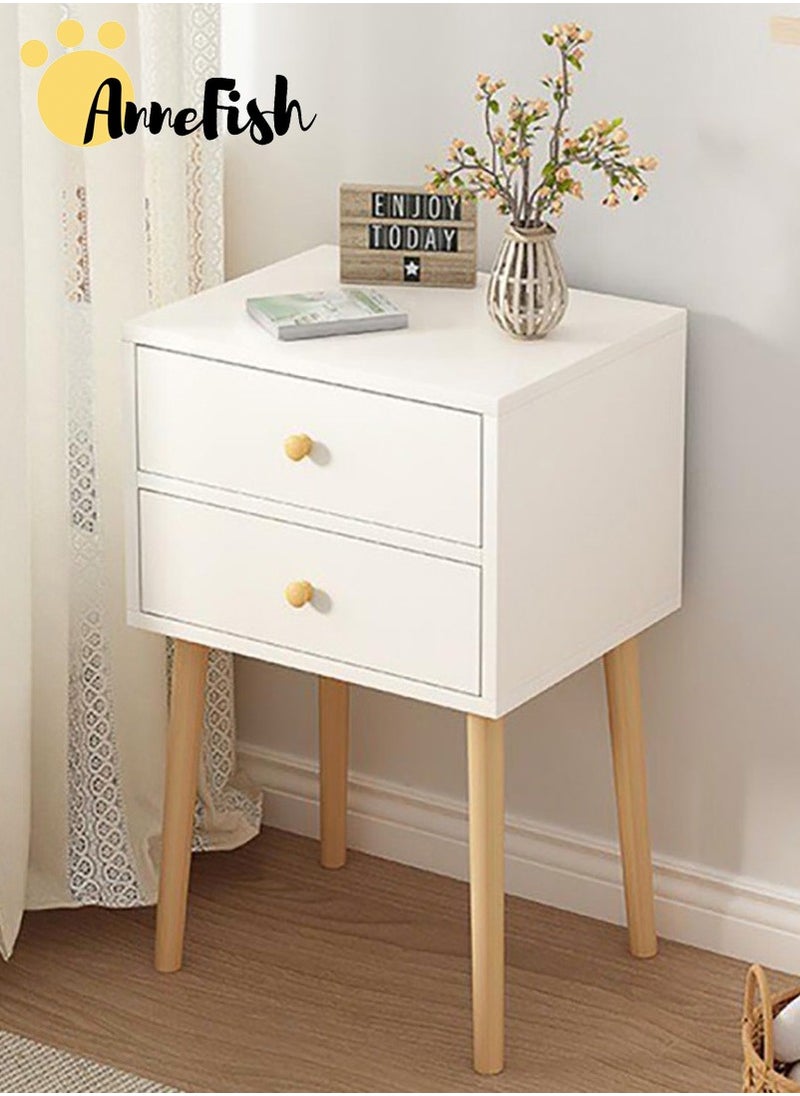 AnneFish - 45*35*60cm Nightstand with Drawer Home Bedside Table 2-Tier Modern Nightstands End Coffee Table with Open Storage Shelf for Bedrooms - Image 1