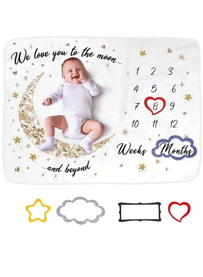 Baby Milestone Blanket Soft Thick Age Mat Monthly Blanket for Baby Pictures Personalised Baby Shower Present for New Mums - Image 1