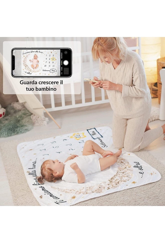 Baby Milestone Blanket Soft Thick Age Mat Monthly Blanket for Baby Pictures Personalised Baby Shower Present for New Mums - Image 3