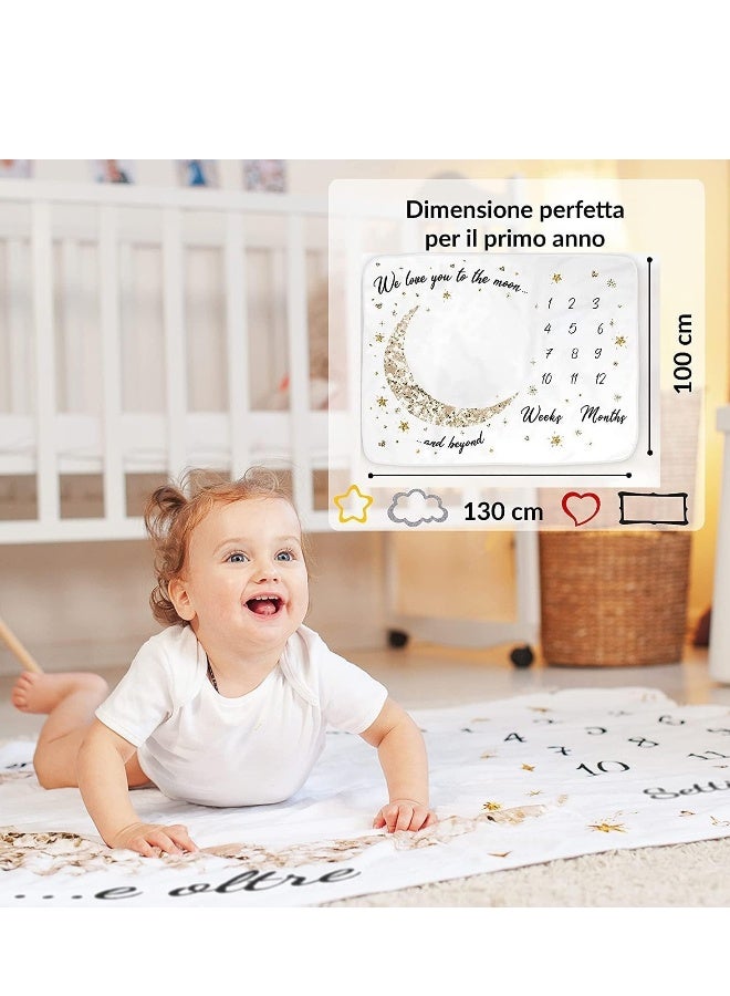 Baby Milestone Blanket Soft Thick Age Mat Monthly Blanket for Baby Pictures Personalised Baby Shower Present for New Mums - Image 2