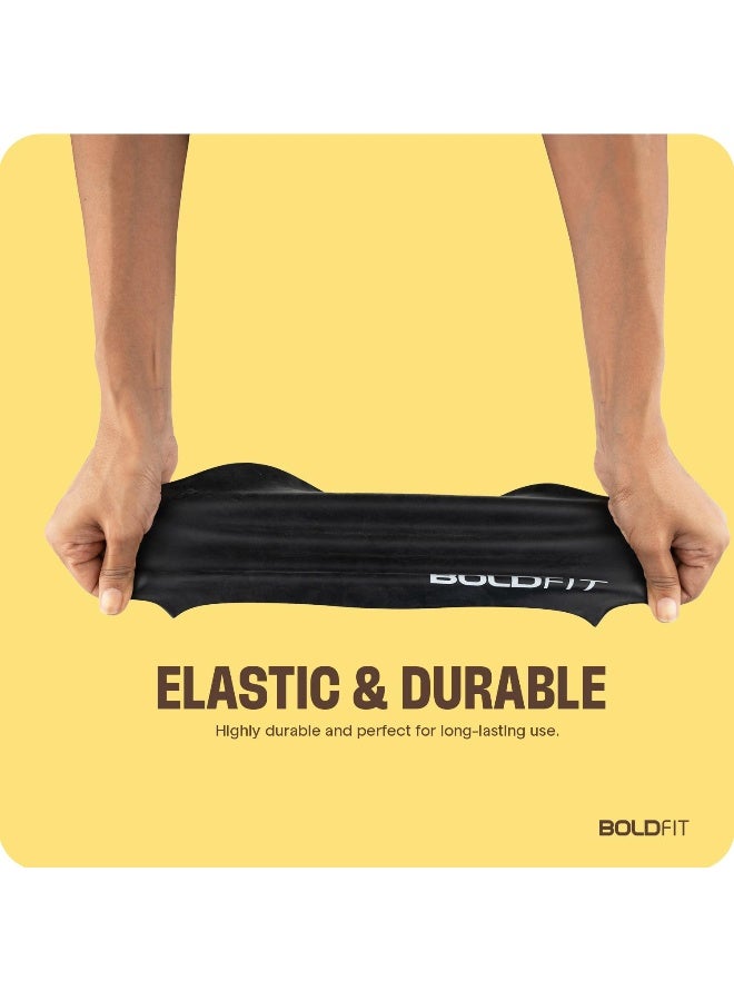 BOLDFIT قبعة سباحة للرجال قبعات سباحة سيليكون للنساء قبعة سباحة للجنسين للأولاد والبنات والأطفال قبعة سباحة للنساء ذوات الشعر الطويل قبعة رأس سباحة للرجال من قماش السيليكون، سهلة التركيب - سوداء - Image 4