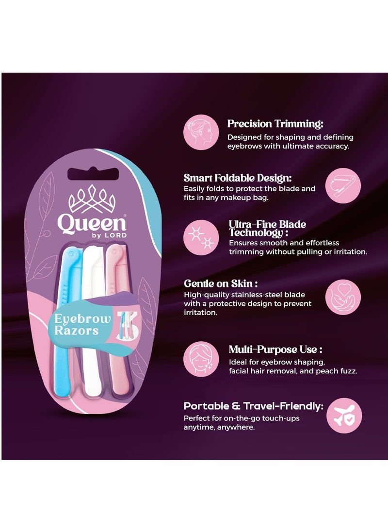 Queen By Lord - Eye Brow Foldable Razor Pack Of 3 - Image 1