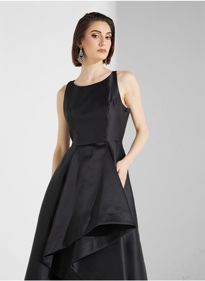 Adrianna Papell Mikado Asymmetrical Detail Dress  - Image 3