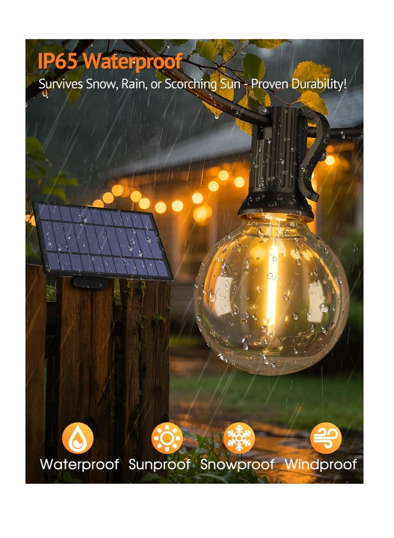general 25FT Solar String Lights Outdoor with Remote, Waterproof Dimmable 3 Modes Patio Lights with 10+1 LED Shatterproof G40 Bulbs for Backyard - Image 3