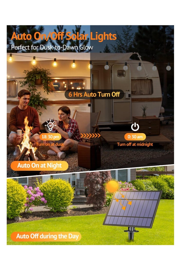 general 25FT Solar String Lights Outdoor with Remote, Waterproof Dimmable 3 Modes Patio Lights with 10+1 LED Shatterproof G40 Bulbs for Backyard - Image 4
