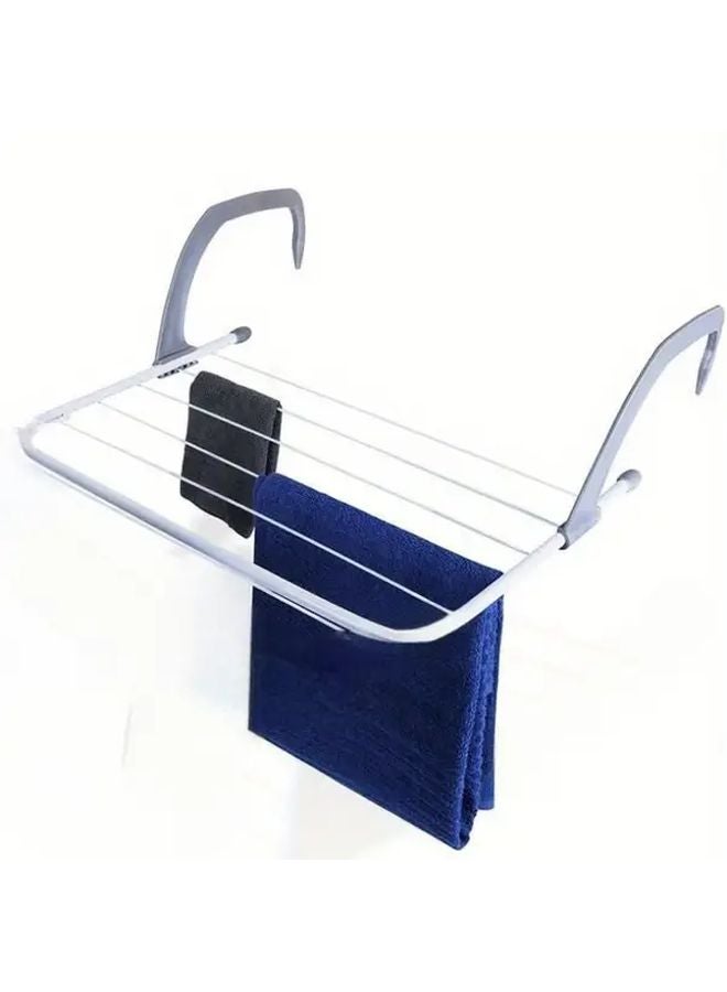 White Heavy Duty Folding Clothes Rack Towel Hanger Space Saving Organizer - Image 2