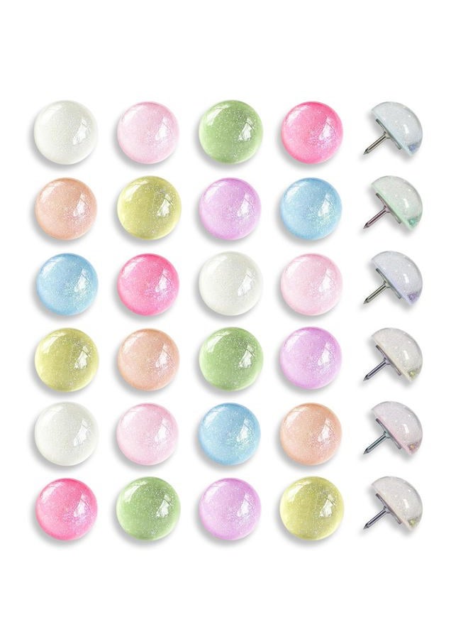 KEYDUACU Cute Push pins, Decorative Studs, 24 Glittering pins, Suitable for Bulletin Boards and corkboards, Home use - Image 1