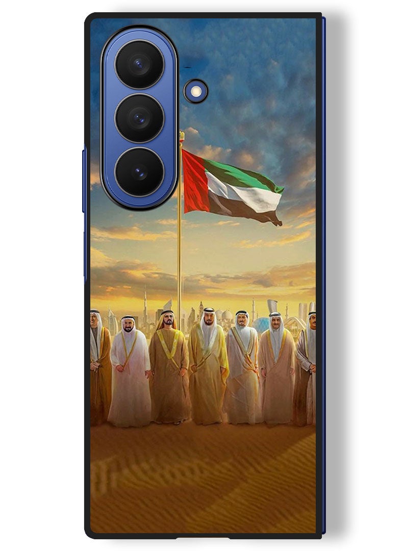 Theodor Case Compatible with Samsung Galaxy Z Fold 7 - 8 Inch Protection Shockproof Bumper Cover Uae Flag Uae Rulers - Image 1