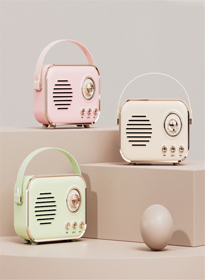 Retro mini speaker portable wireless Bluetooth speaker microphone outdoor karaoke all-in-one machine mini HIFI subwoofer small speaker gift ornament - Image 2