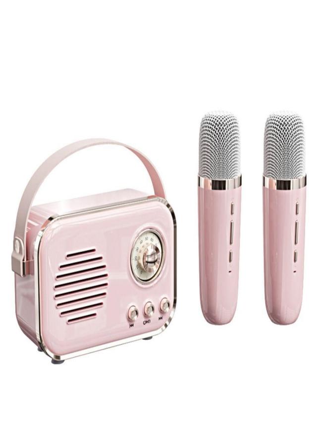 Retro mini speaker portable wireless Bluetooth speaker microphone outdoor karaoke all-in-one machine mini HIFI subwoofer small speaker gift ornament - Image 1