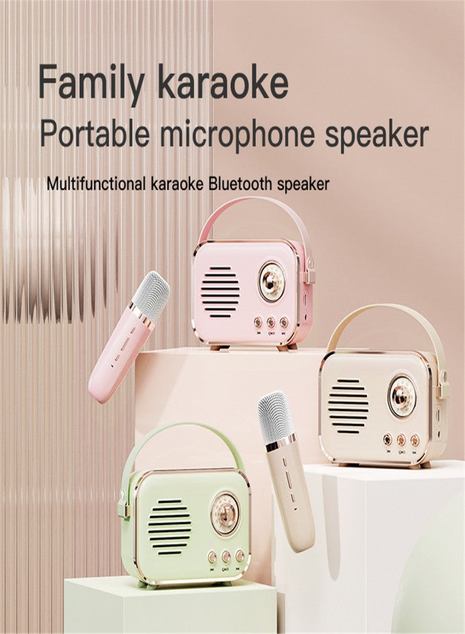 Retro mini speaker portable wireless Bluetooth speaker microphone outdoor karaoke all-in-one machine mini HIFI subwoofer small speaker gift ornament - Image 4