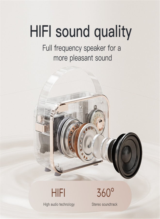 Retro mini speaker portable wireless Bluetooth speaker microphone outdoor karaoke all-in-one machine mini HIFI subwoofer small speaker gift ornament - Image 5