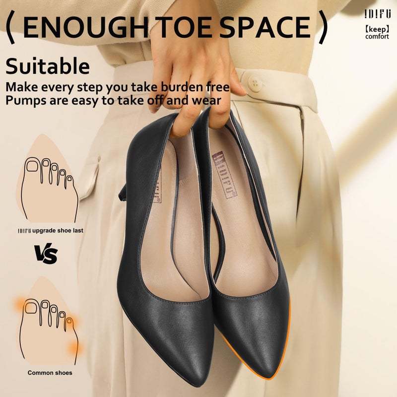 IDIFU Black High Heels Pumps Closed Toe Heels Women's Pumps Stiletto Pointed Toe Dress Shoes Wedding Prom Bridal Work Office Bride Trendy Dressy Comfortable Classic Pumps Shoes(Black Pu,8) - Image 4
