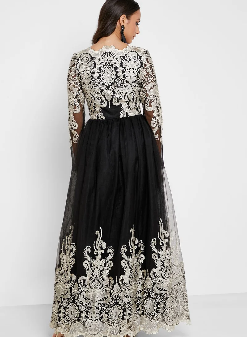 Chi-Chi London Embroidered Bardot Dress