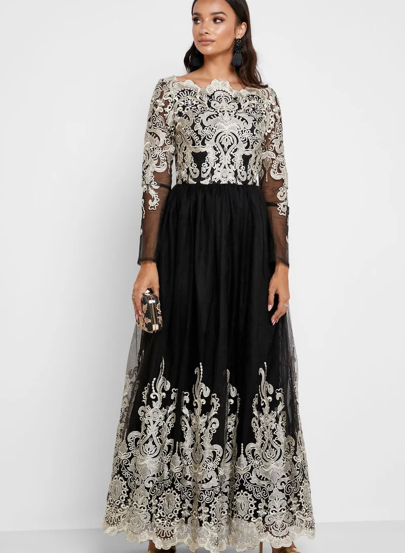 Chi-Chi London Embroidered Bardot Dress