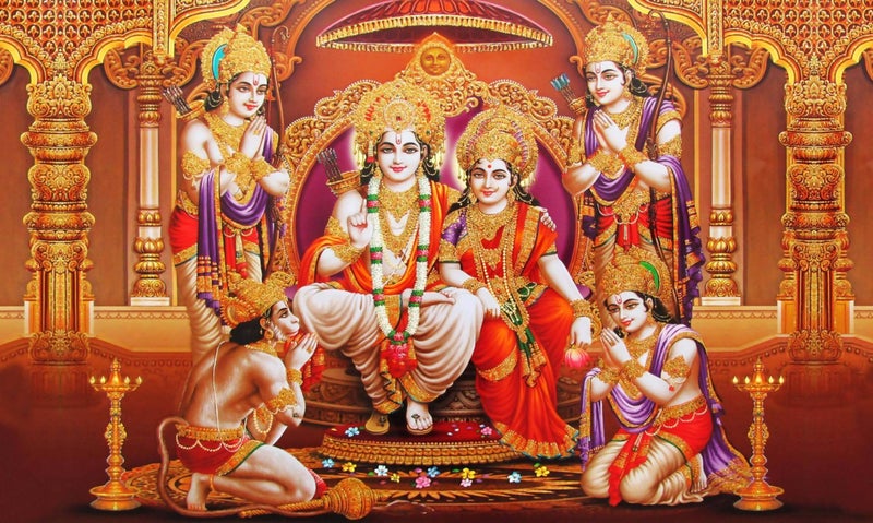 Backdropon God Shree Ram Parivar Design Backdrop Cloth for Pooja Decoration Traditional/Background Curtain Cloth for Pooja/Festival Fabric Polyester Size 3 Feet Height and 5 Feet Width(3 * 5) - Image 2