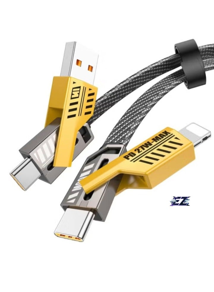 ELTRAZONE 4-in-1 Multi Charging Cable, 120CM [65W] Fast Charging – Compatible with iPhone 16/15/14/13 Pro Max, AirPods, iWatch, iPad, MacBook, Samsung S24/S23/S22 & Google Devices, 2M Length - Image 1