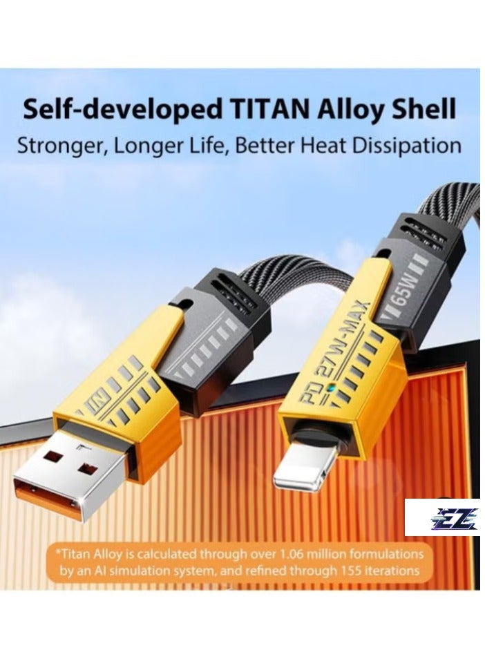 ELTRAZONE 4-in-1 Multi Charging Cable, 120CM [65W] Fast Charging – Compatible with iPhone 16/15/14/13 Pro Max, AirPods, iWatch, iPad, MacBook, Samsung S24/S23/S22 & Google Devices, 2M Length - Image 2