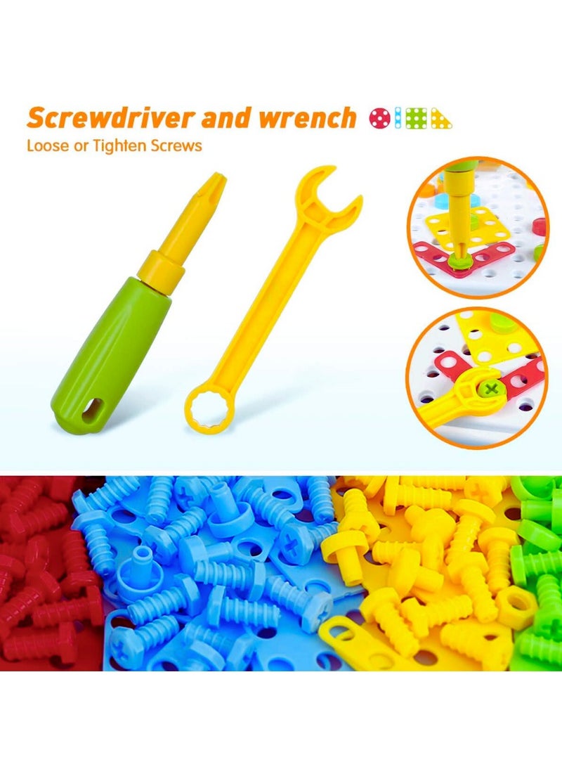 258 Pcs Drill Toys Creative Mosaic Drill and Screwdriver Set for Kids Construction Building Blocks STEM Learning Kit with Car Shape Storage Box. - Image 5