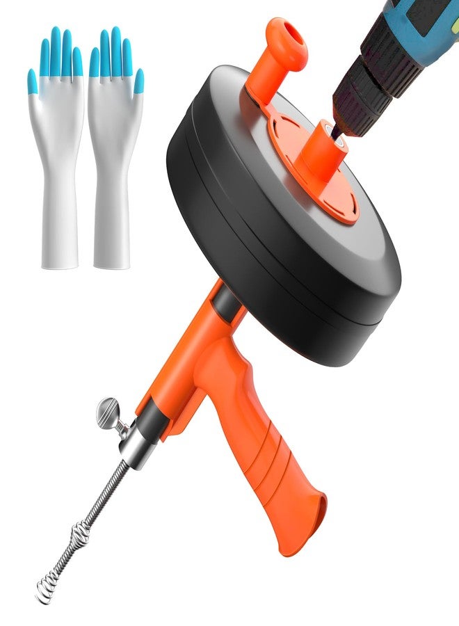 KINGLEV Drain Auger, Plumbing Snake With Drill Adapter, 35ft Heavy Duty Flexible Sink Steel Plumbing Auger Bathroom Hair Clog Removal Tool, Manual Or Powered - No auto retract or feed - Image 1