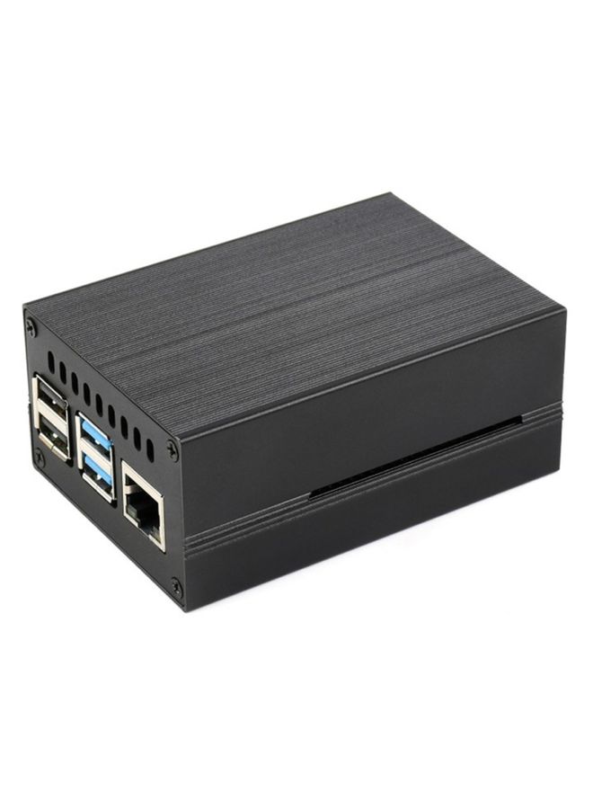 Waveshare Stripe Aluminum Cooling Case for Raspberry Pi 4, Built-In Active Radiator with Fins(Black)  - Image 1