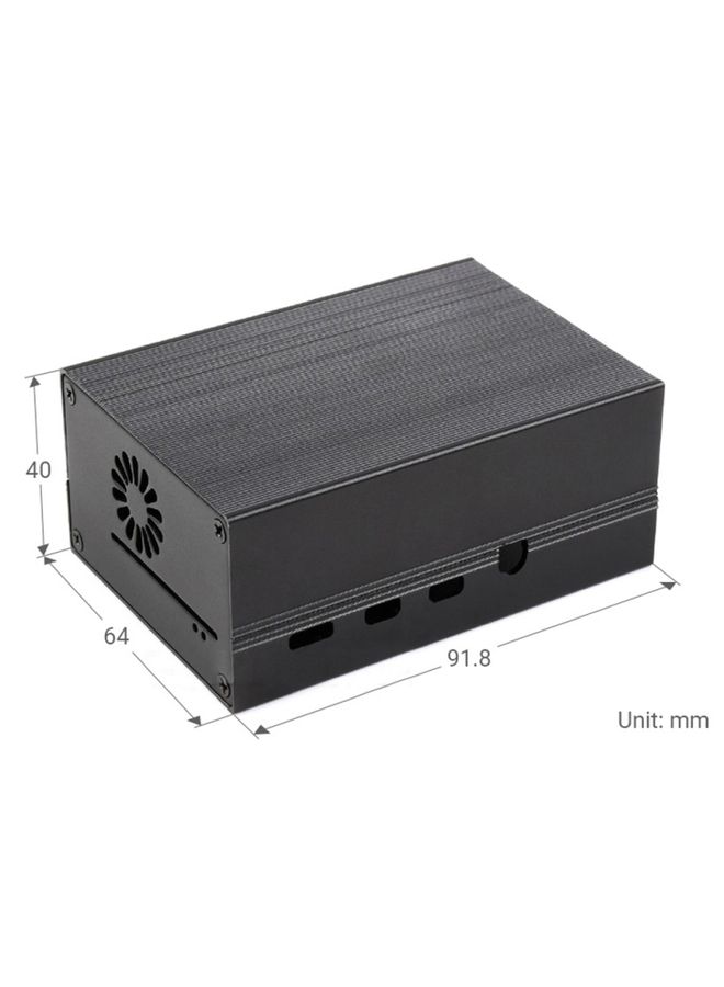 Waveshare Stripe Aluminum Cooling Case for Raspberry Pi 4, Built-In Active Radiator with Fins(Black)  - Image 2