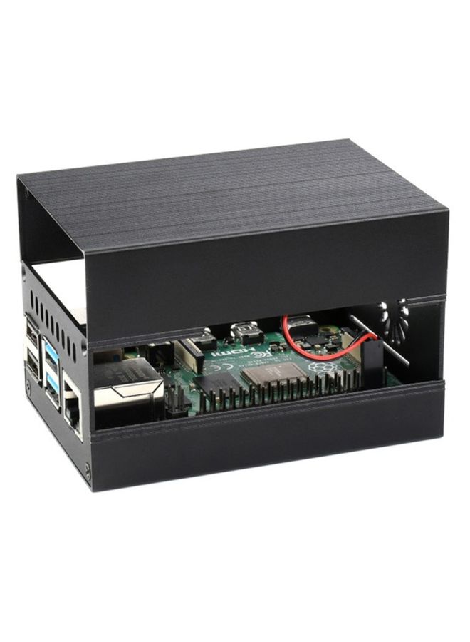 Waveshare Stripe Aluminum Cooling Case for Raspberry Pi 4, Built-In Active Radiator with Fins(Black)  - Image 3