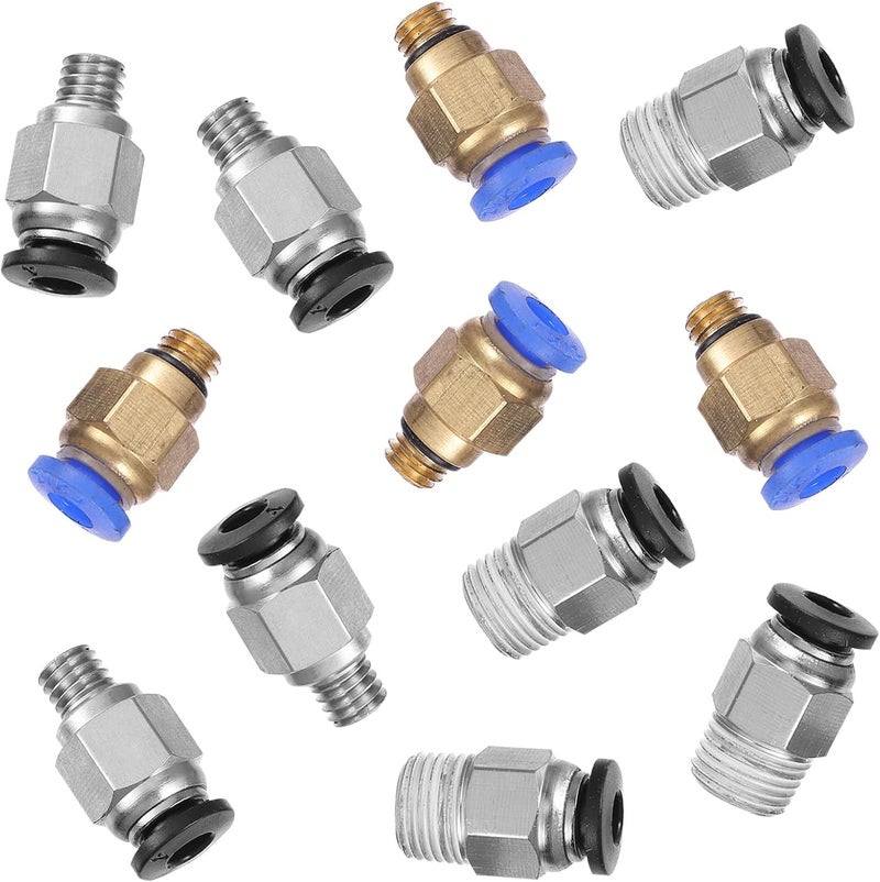 Vaguelly 12pcs 3d Printer Pneumatic Quick Connector Push to Connect Air Straight Fitting Pc4-m6 Pc4-01 Metal Tube Fittings for Industrial Air Hose and Printer Supplies - Image 1