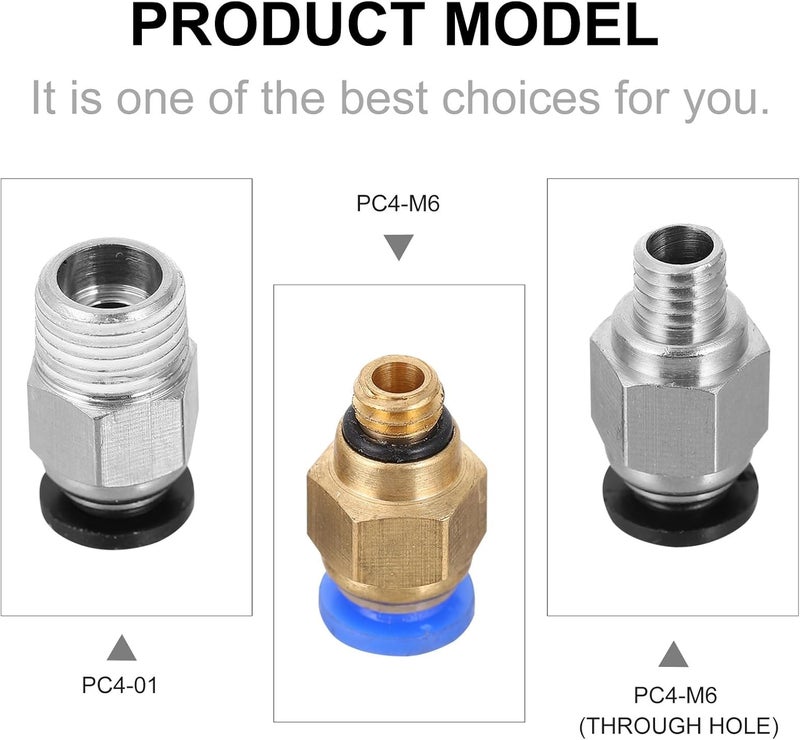 Vaguelly 12pcs 3d Printer Pneumatic Quick Connector Push to Connect Air Straight Fitting Pc4-m6 Pc4-01 Metal Tube Fittings for Industrial Air Hose and Printer Supplies - Image 3
