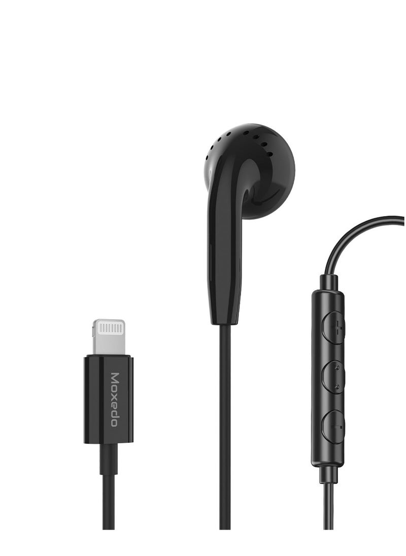 Moxedo - Moxedo Mono Stereo Earphone Lightning Connector Earphone In-Line Remote, Built-in Microphone Compatible for iPhone 14/13/12/11 Pro Max/X/XS Max/XR - Black - Image 1