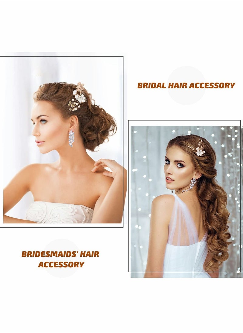 Excefore Wedding Hair Comb, 4 Pcs Bridal Wedding Handmade Floral Hair Comb Set  - Image 4